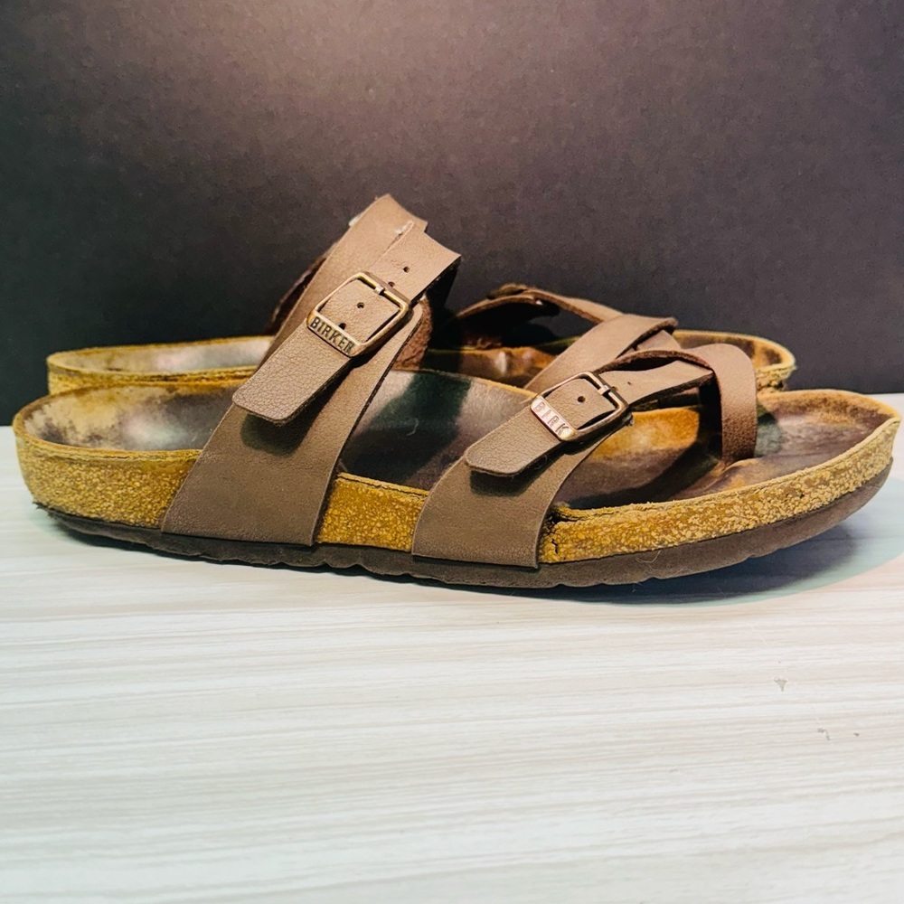Birkenstock Mayari Womens 40 US 9.5 Mocha Brown Birko Flor Toe Loop Sandal